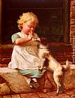 Dog Canvas Paintings - A Young Girl And Her Dog